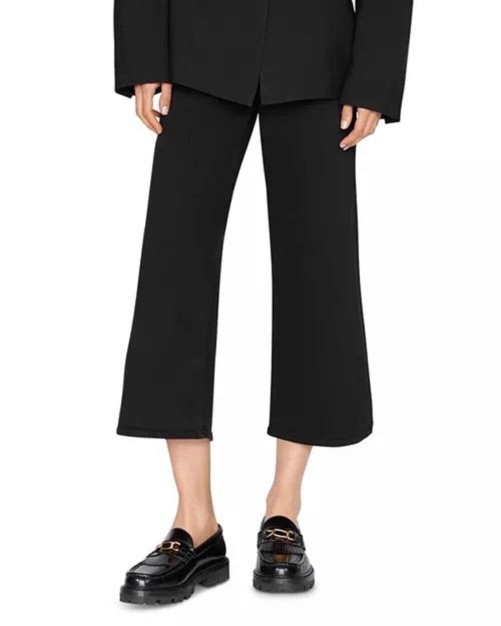 Frame Jetset Sheen Noir High Rise Cropped Wide Leg Cotton Jeans US 2 Black